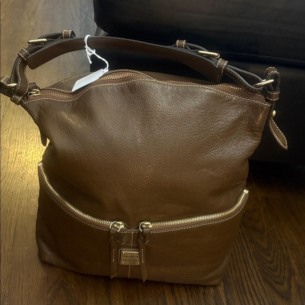 Dooney & Bourke Dillen Chocolate Brown Leather Hobo Shoulder Bag - Picture 11 of 11